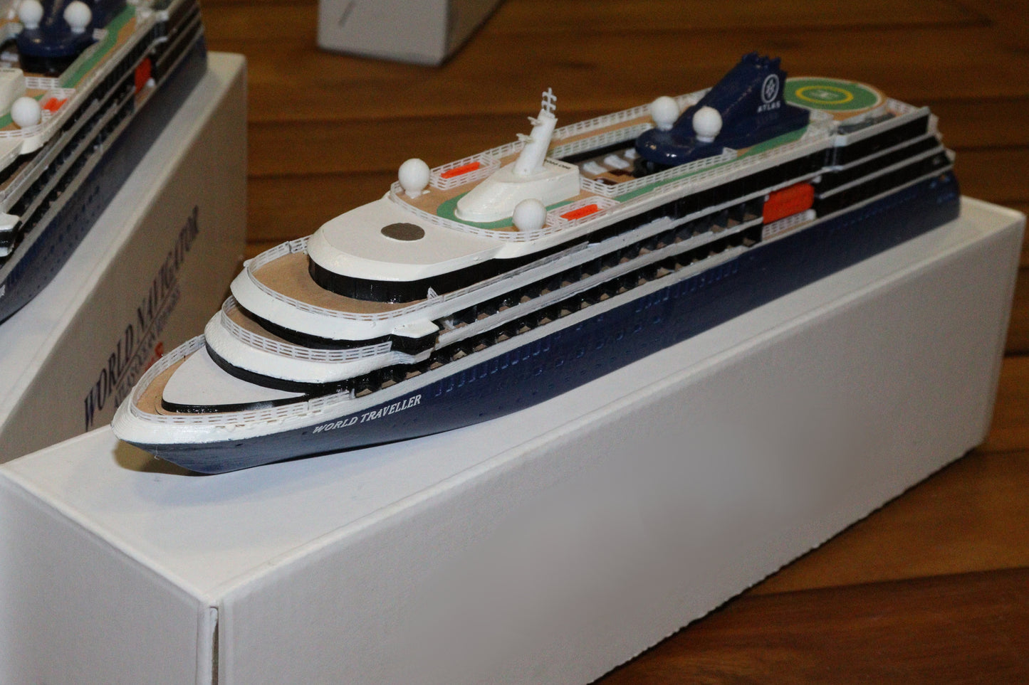 Atlas Ocean Voyages' World Traveller cruise ship model
